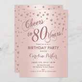 Rose Gold 80th Birthday Party Invitation (Front/Back)