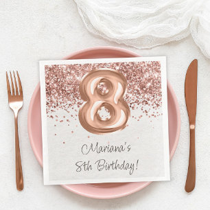  Rose Gold 8th Birthday Party Paper Dinner Napkins