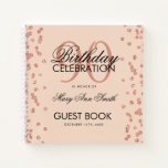 Rose Gold 90th Birthday Guestbook Confetti Blush Notebook at Zazzle