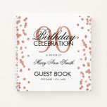 Rose Gold 90th Birthday Guestbook Confetti White Notebook at Zazzle