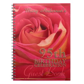 Rose Gold 95th Birthday Celebration Guest Book by PBsecretgarden at Zazzle