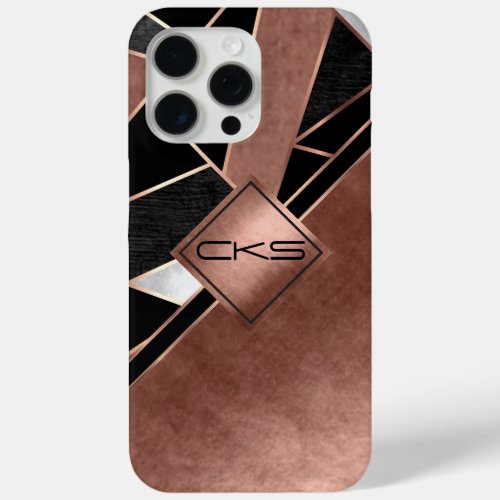 Rose Gold Absrtact  Monogram  iPhone 15 Pro Max Case
