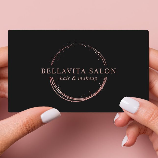 Rose Gold Abstract Circle Salon Logo Business Card (Creator Uploaded)
