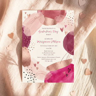 Rose Gold Abstract Girly Galentine’s Day Party  Invitation
