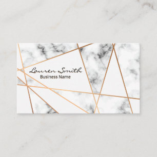 Rose Gold Abstract Metallic Lines   Marble Business Card