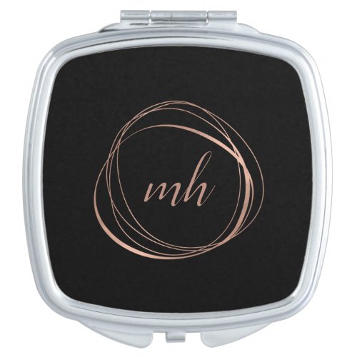 Rose Gold Abstract Monogram Mirror For Makeup