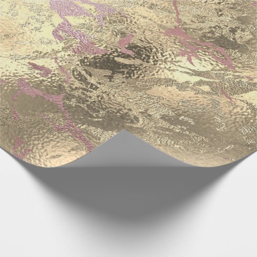 Rose Gold Abstract Sepia Marble Shiny Metal Lux Wrapping Paper
