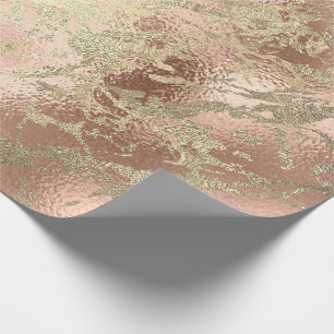 Rose Gold Abstract Skinny Marble Shiny Metallic Wrapping Paper