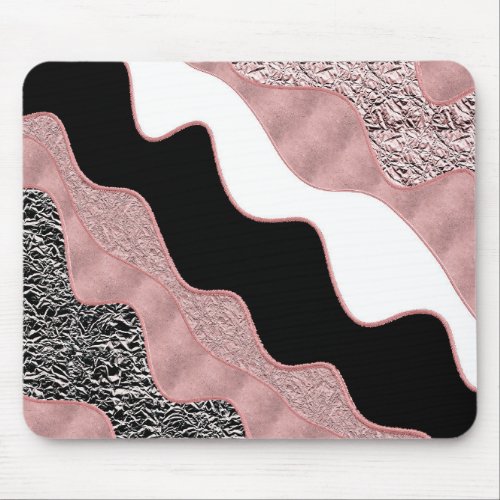 Rose Gold Abstract Wave Modern Gold Glam Trendy  Mouse Pad