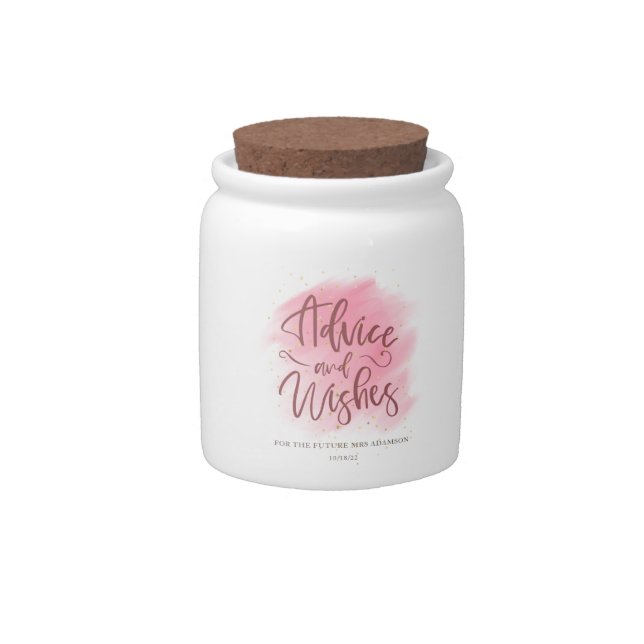 Rose Gold Advice and Wishes Jar for Bridal Shower (Front)