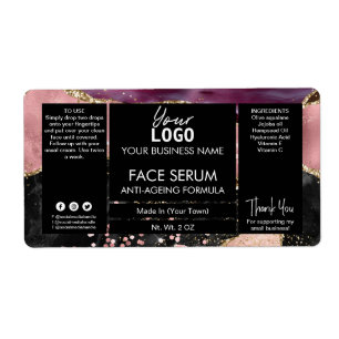 Rose Gold Agate Face And Hair Oil Serum Label