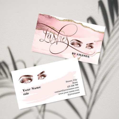 Rose Gold Agate Makeup Eyebrow Eyes Lashes Business Card
