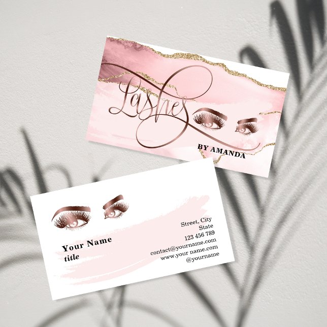 Rose Gold Agate Makeup Eyebrow Eyes Lashes Business Card (Creator Uploaded)