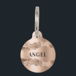 Rose gold agate marble name pet ID tag<br><div class="desc">Rose gold agate,  marble stone print. Personalize and add a name on the front,  phone number on the back.</div>