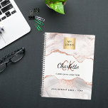 Rose gold agate monogram logo business 2025 planner<br><div class="desc">This agenda is for the professional who likes to keep their schedule organized, but also wants a beautiful space to keep all of their important information. This planner offers space for you to jot down important dates and appointments throughout the week. The cover features a rose gold and white agate...</div>