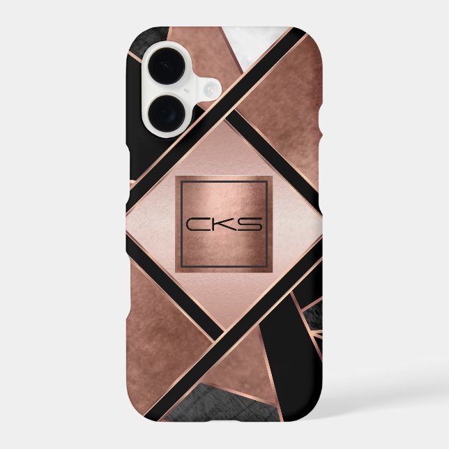 Rose Gold and Abstract | Monogram  Case-Mate iPhone Case (Back)