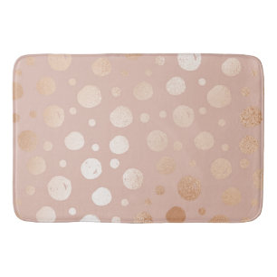 Rose-gold and beige dots pattern bath mat