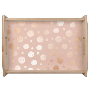 Rose-gold and beige dots pattern serving tray