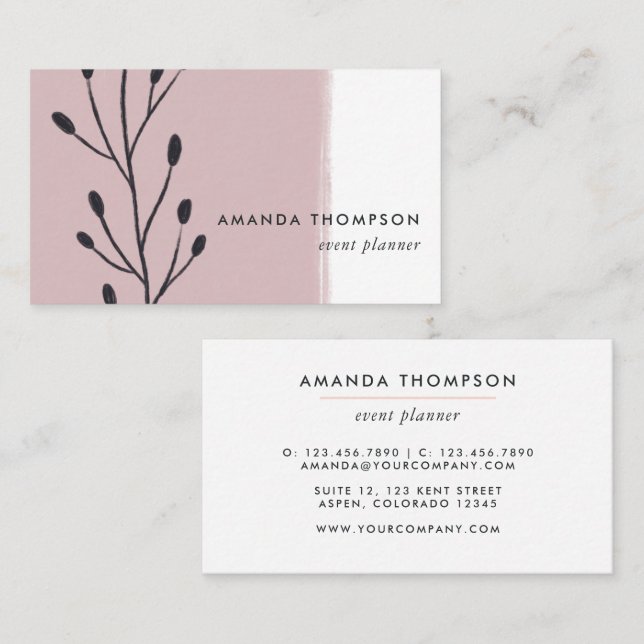 Rose Gold and Black Abstract Business Card (Front/Back)