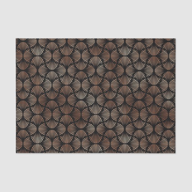 Rose Gold and Black Art Deco Pattern Tissue Paper (Front)