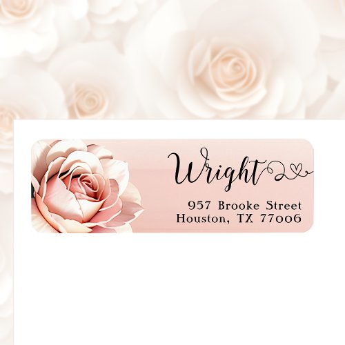 Rose Gold and Black Calligraphy with Heart Address Label