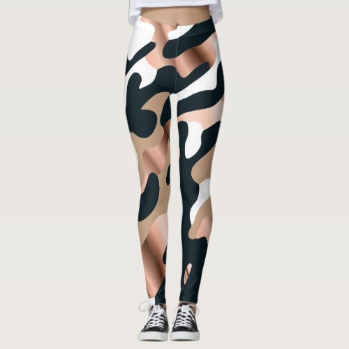 Rose gold and black camouflage leggings