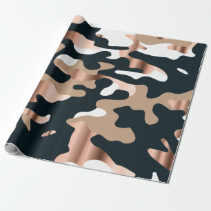 Rose gold and black camouflage wrapping paper