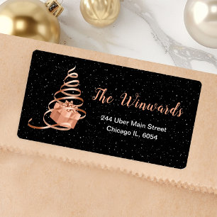 Rose Gold and Black Christmas Gift Label