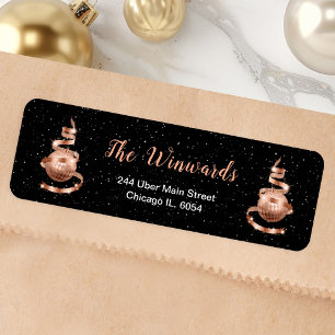 Rose Gold and Black Christmas Ornament Label