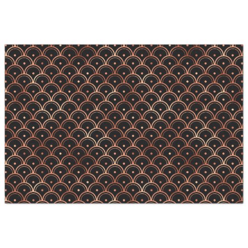 Rose Gold and Black Circles Art Deco Pattern Tissue Paper