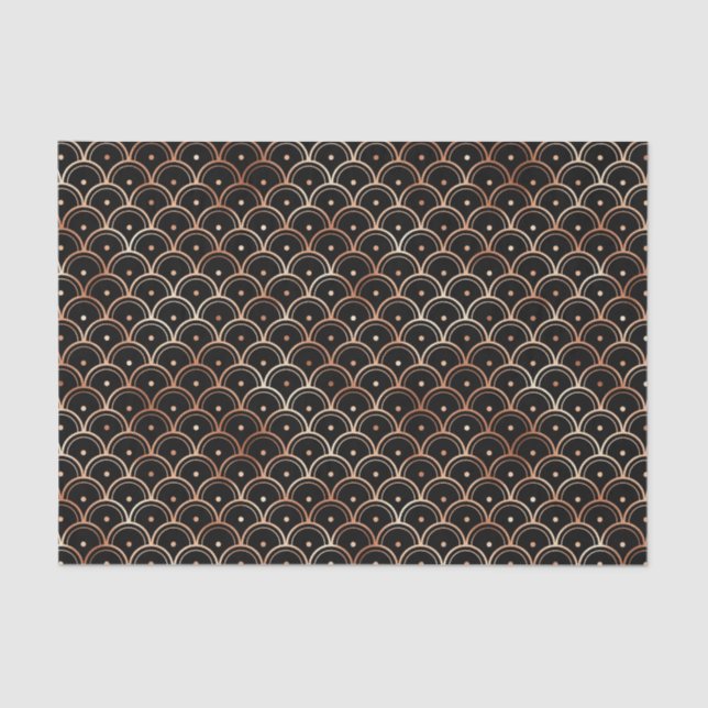 Rose Gold and Black Circles Art Deco Pattern Tissue Paper (Front)