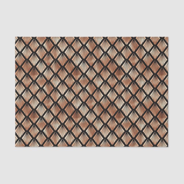 Rose Gold and Black Diamond Art Deco Pattern Tissue Paper (Front)