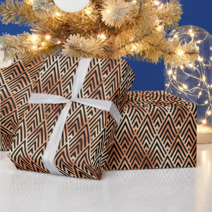 Rose Gold and Black Diamond Art Deco Pattern Wrapping Paper