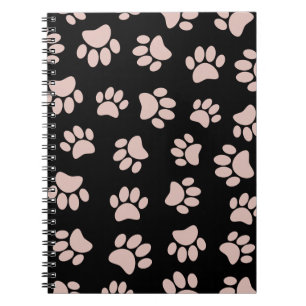Rose Gold And Black Dog Paw Pattern Notebook