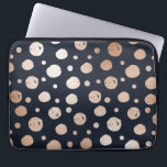 Rose gold and black dots pattern laptop sleeve<br><div class="desc">Modern trendy black background with beige tones dots and circles pattern.</div>