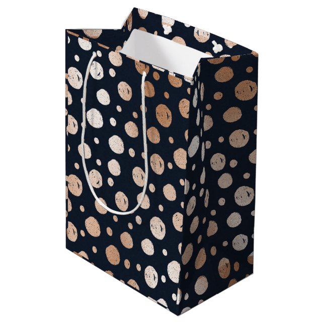 Rose gold and black dots pattern medium gift bag (Back Angled)