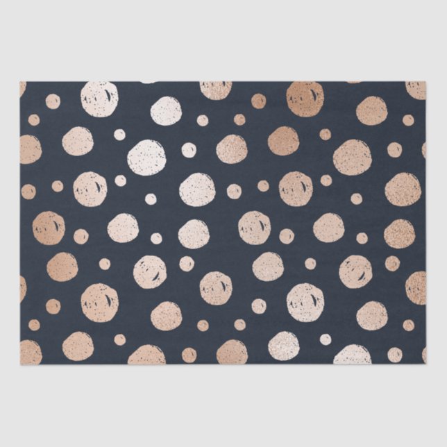 Rose gold and black dots pattern tissue paper (Front)