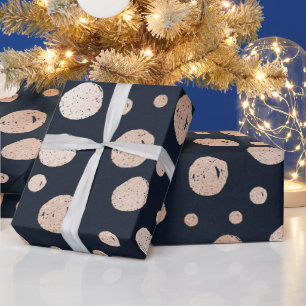 Rose gold and black dots pattern wrapping paper