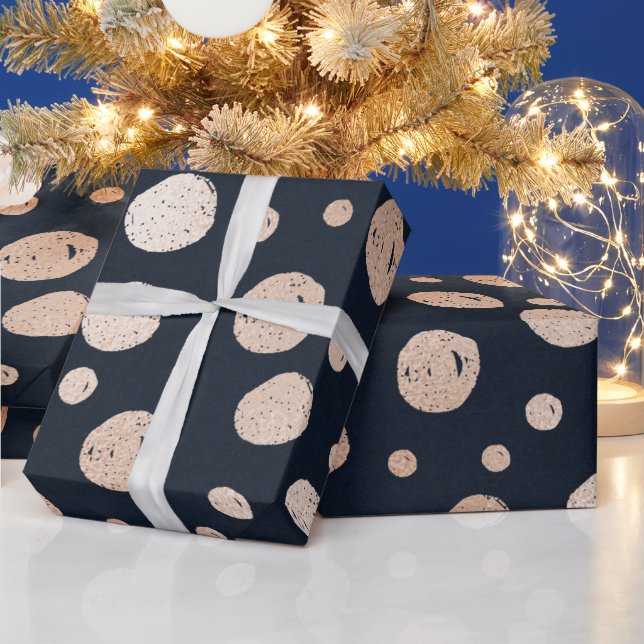 Rose gold and black dots pattern wrapping paper (Holidays)