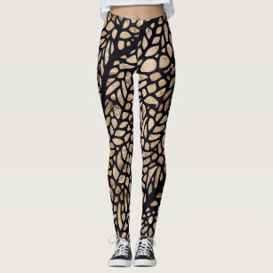 Rose gold and black dragonfly wing graphic pattern leggings
