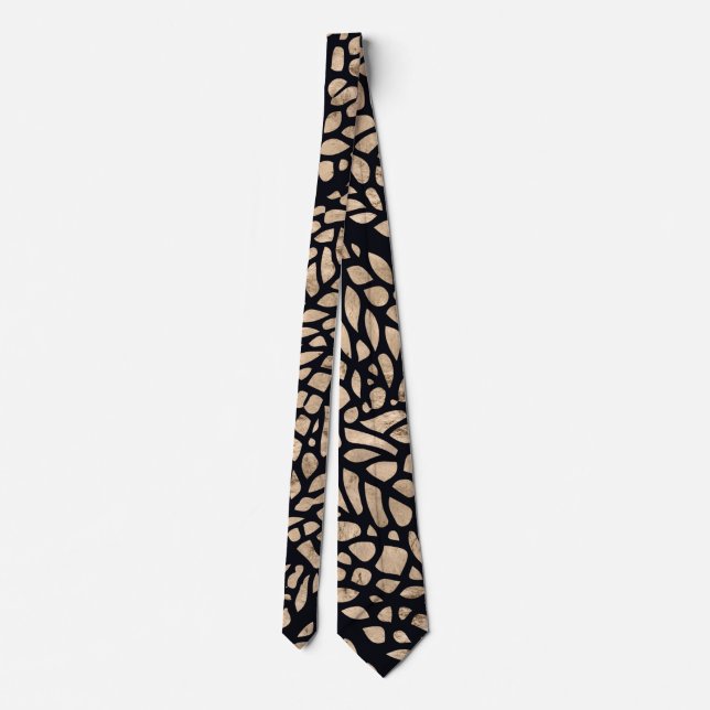 Rose gold and black dragonfly wing graphic pattern neck tie (Back)