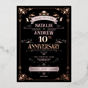 Rose Gold and Black Elegant  Foil Invitation