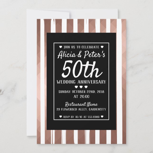 Rose gold and black elegant style invitation (Front)