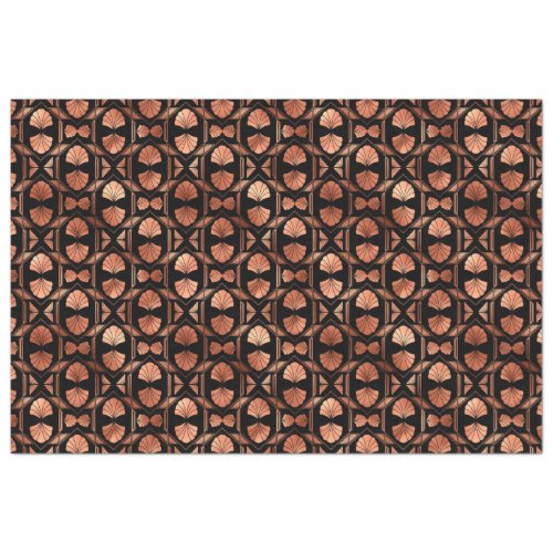 Rose Gold and Black Floral Art Deco Pattern Tissue Paper