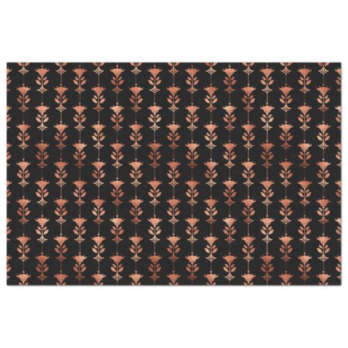 Rose Gold and Black Floral Art Deco Pattern Tissue Paper