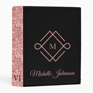 Rose Gold And Black Geometric Logo Mini Binder