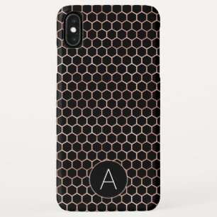 Rose Gold and Black Girly Hexagon Pattern iPhone XS Max Case