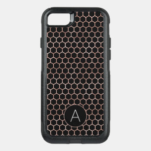 Rose Gold and Black Girly Hexagon Pattern OtterBox Commuter iPhone SE/8/7 Case