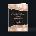 Rose Gold and Black Glam Tears Sweet Sixteen Card<br><div class="desc">This elegant and glamorous sweet sixteen birthday card can be personalized with a name or title such as daughter, granddaughter, niece, friend etc. The design features rose gold faux glitter glam tears on a black background. The text combines handwritten script and modern sans serif fonts for a classy and sophisticated...</div>