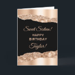 Rose Gold and Black Glam Tears Sweet Sixteen Card<br><div class="desc">This elegant and glamorous sweet sixteen birthday card can be personalized with a name or title such as daughter, granddaughter, niece, friend etc. The design features rose gold faux glitter glam tears on a black background. The text combines handwritten script and modern sans serif fonts for a classy and sophisticated...</div>
